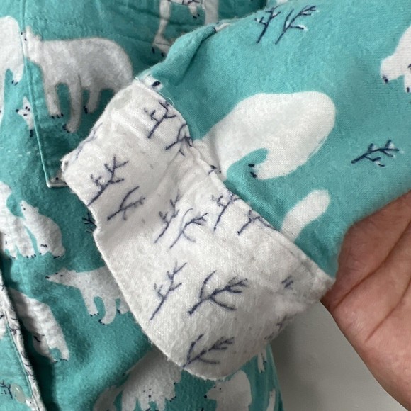 Munki Munki Pajama Top Women Small Sleep Button Up Long Sleeve Polar Bear Fleece - Picture 8 of 15